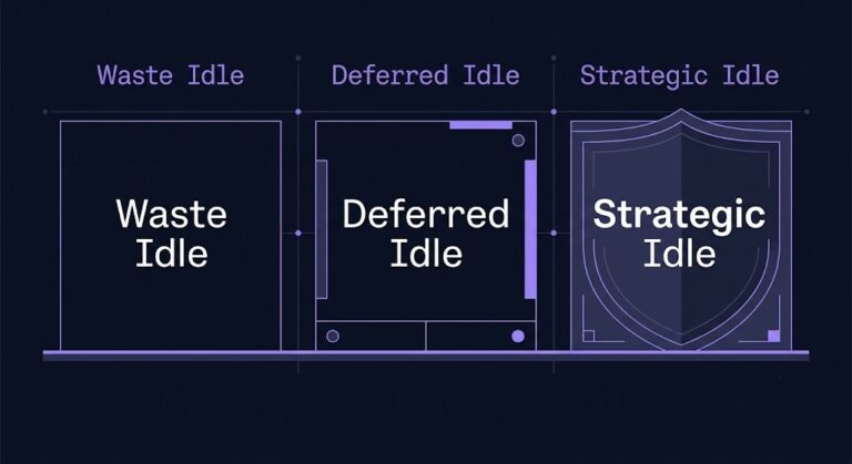 Idle capacity typology diagram — Waste Idle, Deferred Idle, and Strategic Idle