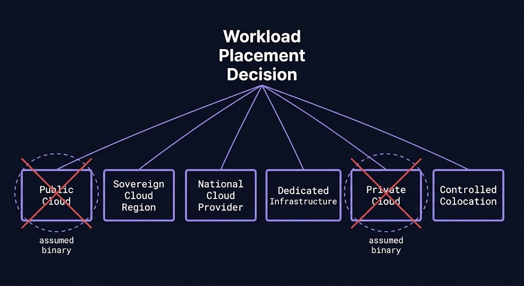 workload placement decision tree across cloud on-prem and sovereign region options