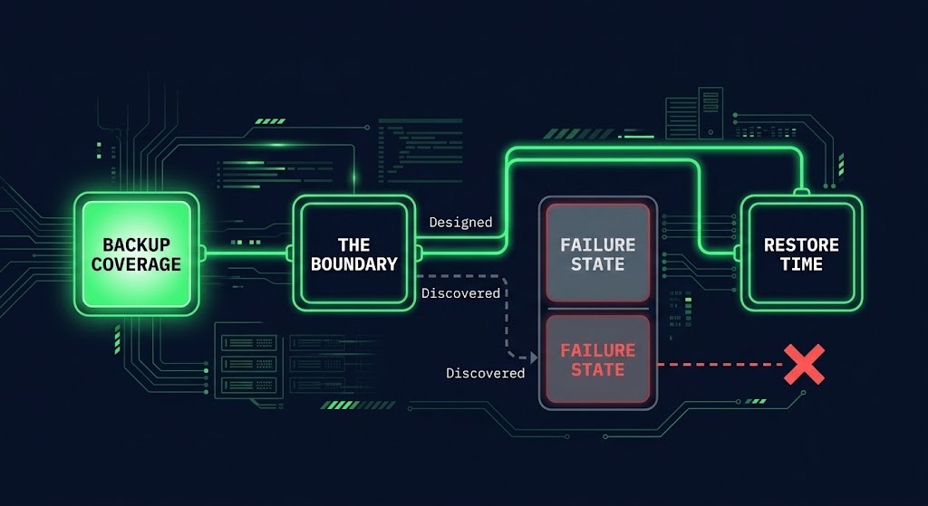Framework #146 Recovery Design Boundary — backup coverage versus designed recovery architecture flow