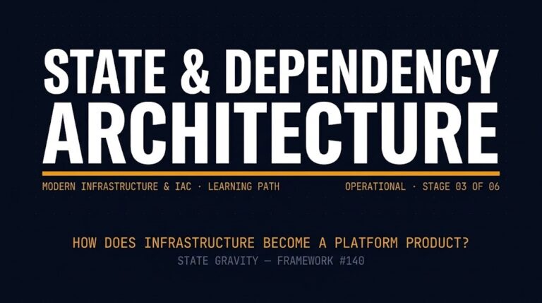 State dependency architecture — how infrastructure becomes a platform product, Framework #140 State Gravity