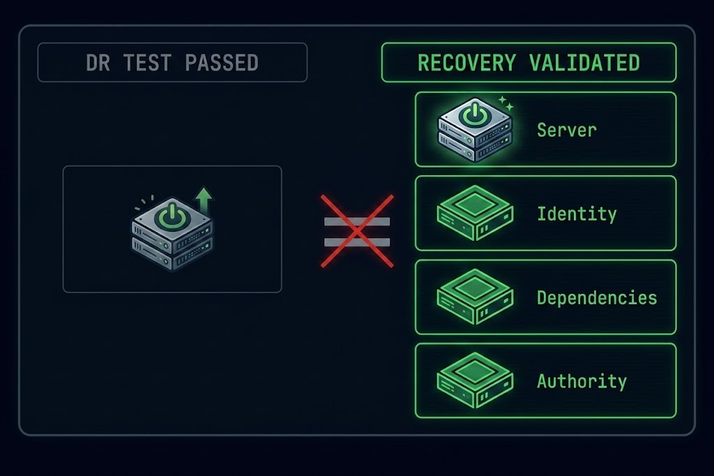 recovery confidence illusion — passed DR test versus validated recovery capability