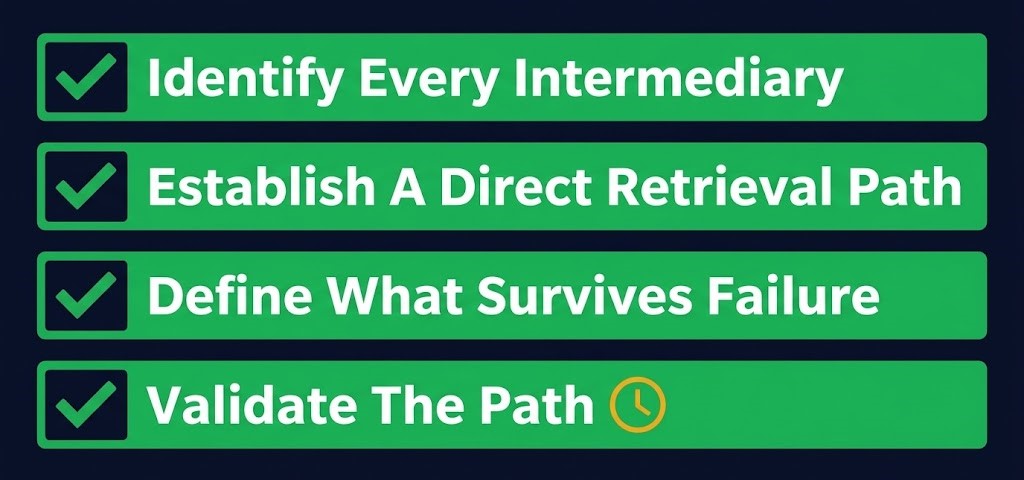 retrieval-path validation checklist — four architecture checks that precede an intermediary failure