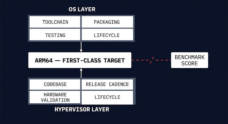 arm64 first-class target — two infrastructure layers investing in engineering effort, not benchmarks