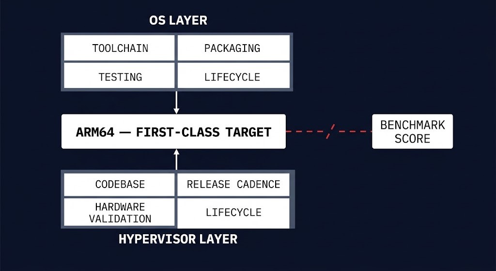 arm64 first-class target — two infrastructure layers investing in engineering effort, not benchmarks