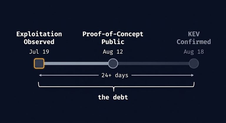 patch visibility debt — SharePoint exploitation, PoC, and KEV confirmation timeline