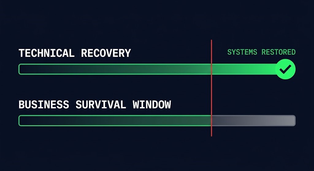 business survival window closing before technical recovery timeline completes
