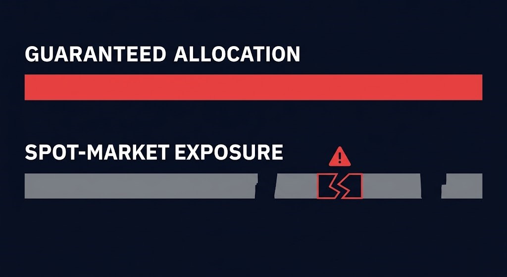 GPU allocation guarantee versus spot-market exposure under vertical integration