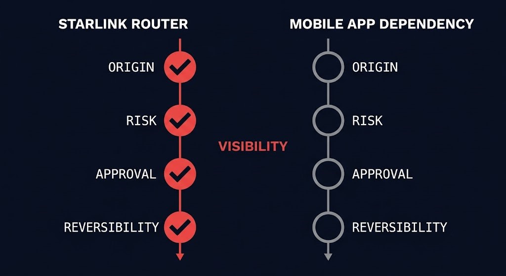 reviewed supply chain versus unreviewed supply chain — visibility comparison diagram