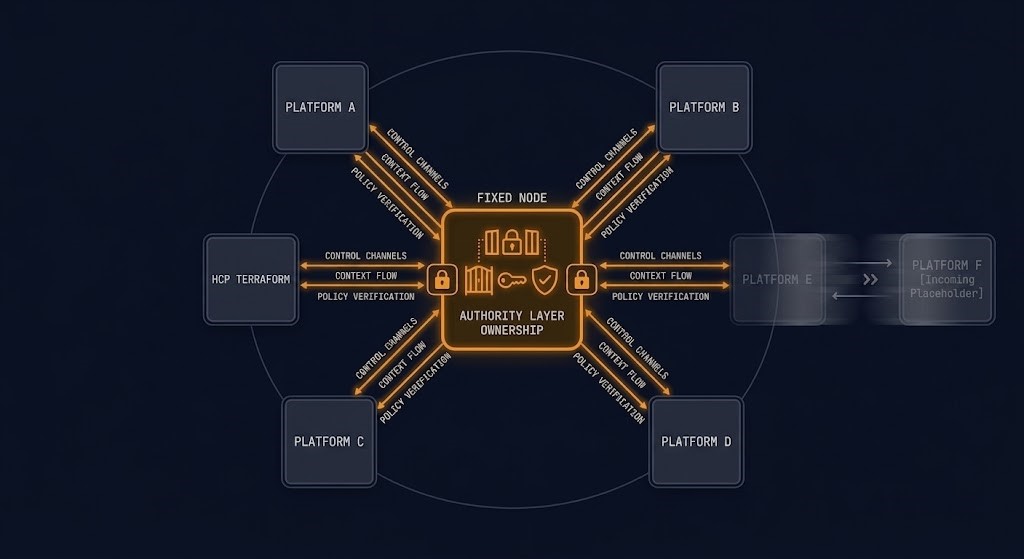 substitution test diagram — HCP Terraform swapped for alternative IaC platforms, thesis unchanged