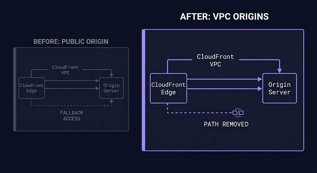 security reliability tradeoffs — public origin path versus VPC Origins single path