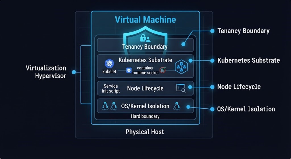 what the virtualization layer still owns underneath a Kubernetes cluster