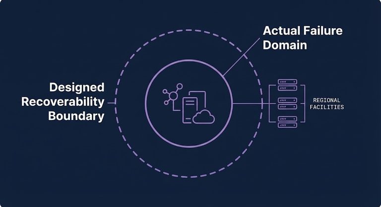 recoverability boundary — designed boundary vs. actual failure domain diagram