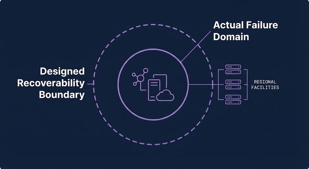 recoverability boundary — designed boundary vs. actual failure domain diagram