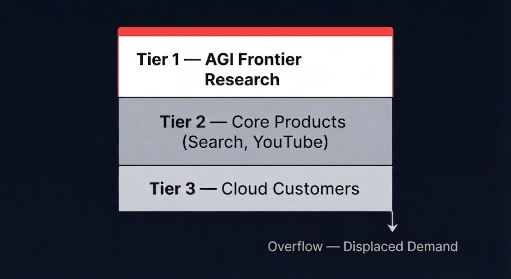 Google's declared TPU allocation hierarchy — AGI frontier work first, Cloud customers next