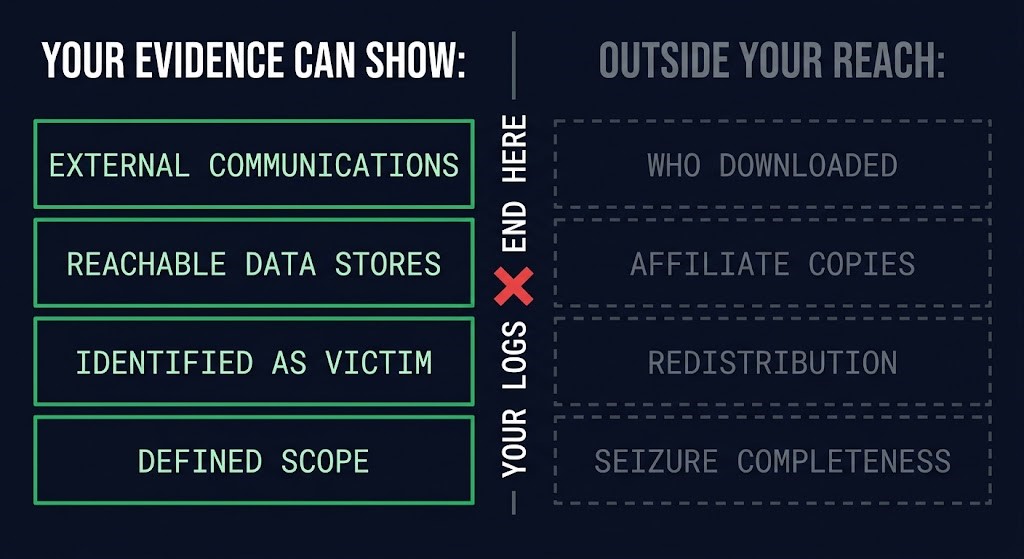 evidence a victim can establish after a ransomware takedown versus facts outside its reach