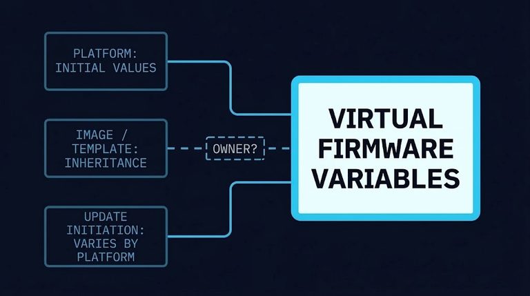 Secure Boot trust held in virtual firmware: platform, image and guest each own a different part of the state