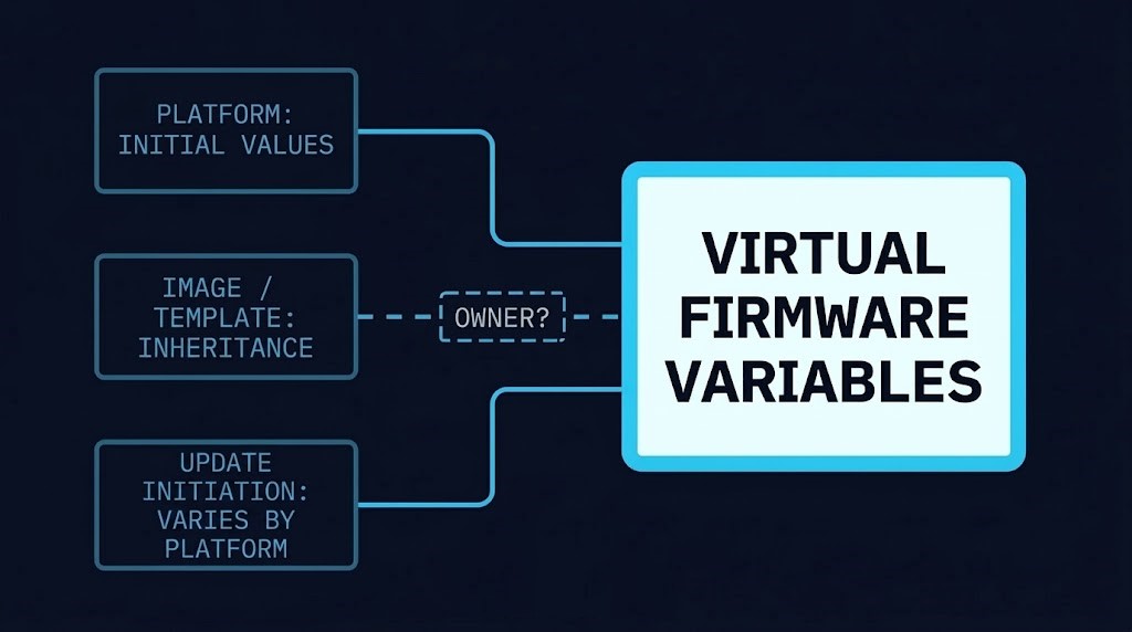 Secure Boot trust held in virtual firmware: platform, image and guest each own a different part of the state