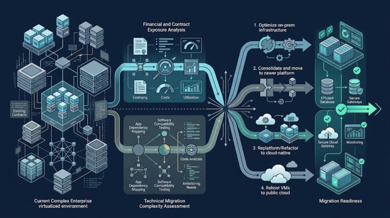 Enterprise virtualization architecture model showing multiple modernization paths